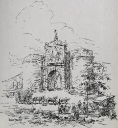 "Puerta de la Bisagra, en Toledo"